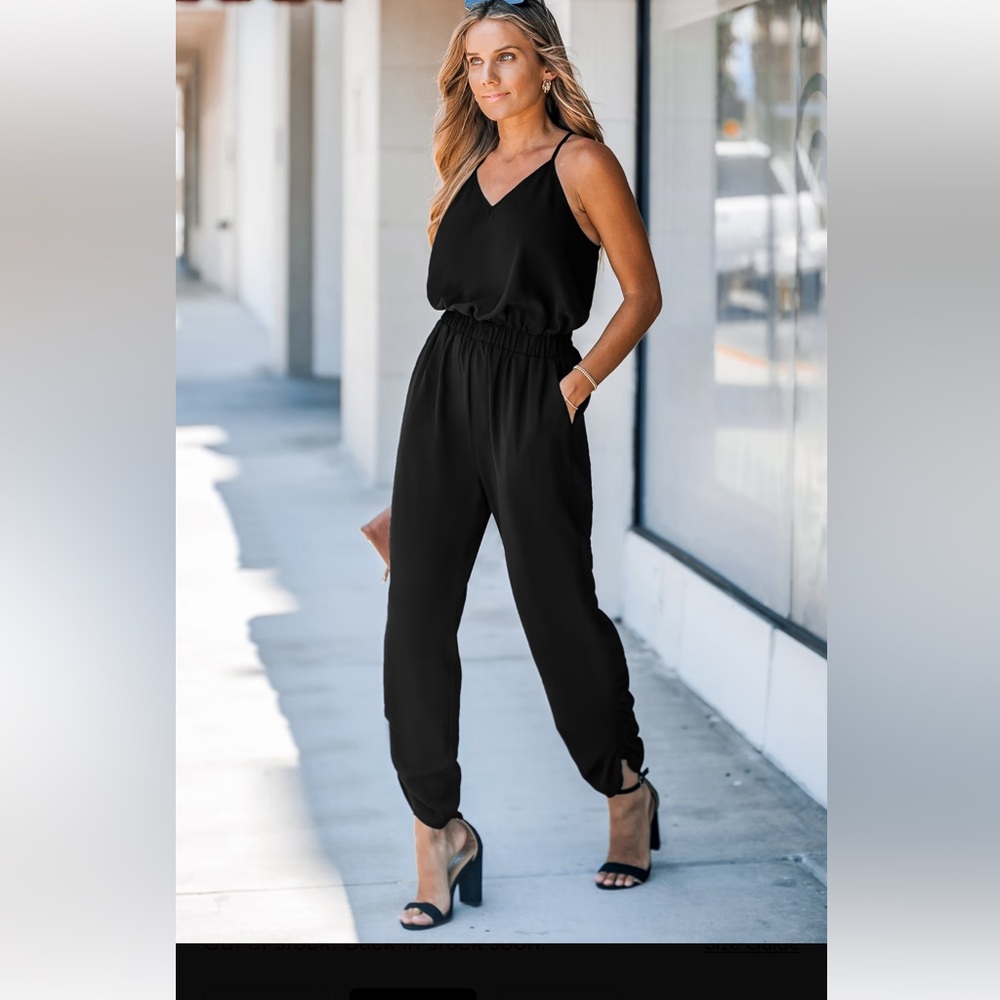 #7 Large Cupshe Elegant Black Sleeveless Jumpsuit - Picture 3 of 8